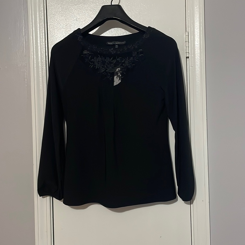 Embroidered-Mesh Raglan Top